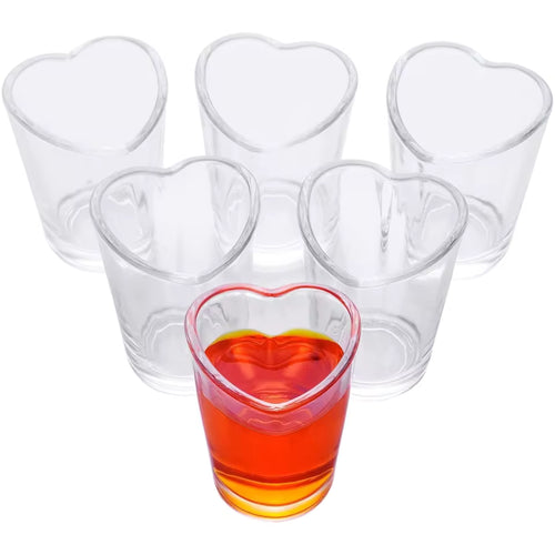 6Pcs Clear Heart Shaped Glasses